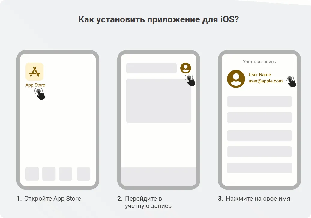 Инструкция установки приложения Melbet на iOS шаги 1-3 открытие App Store